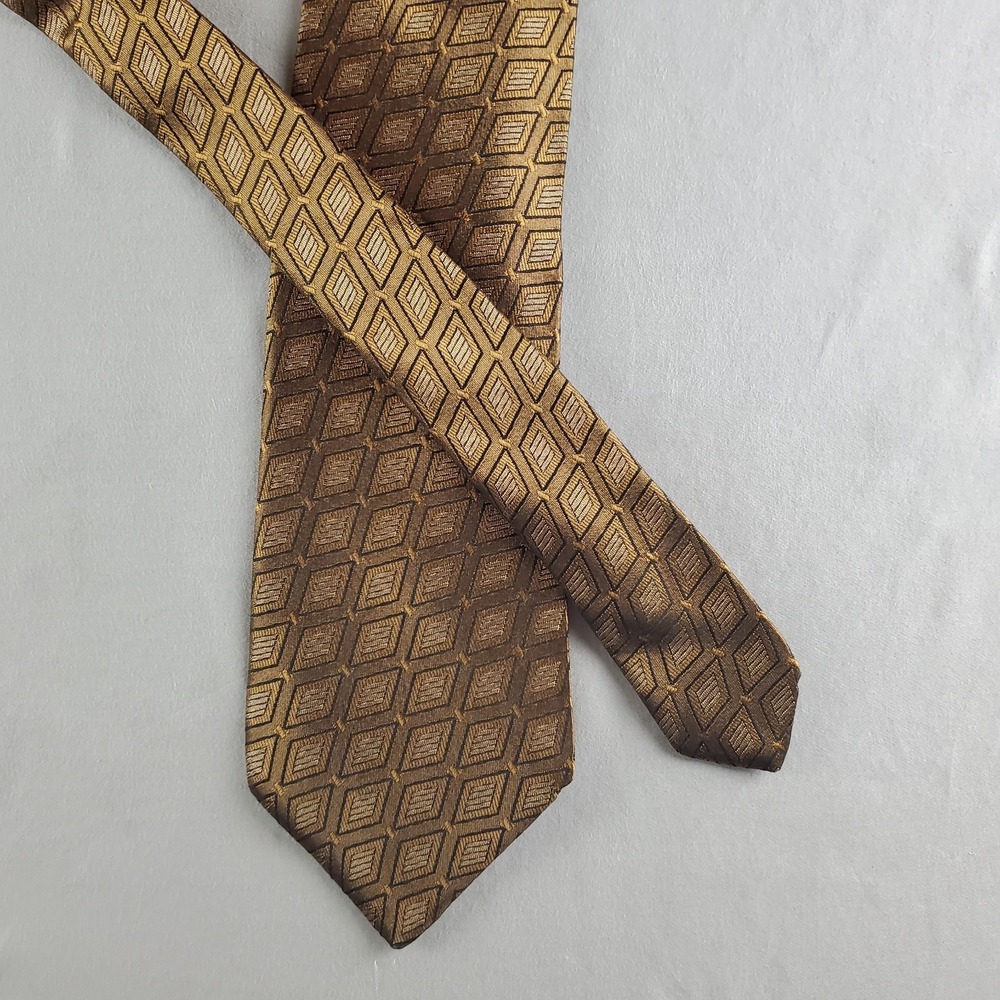 Dolce Gabbana Ties Mens 60 3.75 Gold Geometric Silk Designer Italy Luxury - Picture 4 of 13